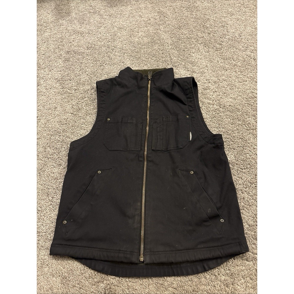 Duluth Trading Co Work Vest Duck Canvas Fleece Sherpa Lined  Mens Medium M Black